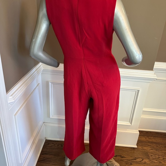 NWT BANANA REPUBLIC Cowl Neck Wide Leg Red Jumpsuit Sz 8P - Picture 5 of 7